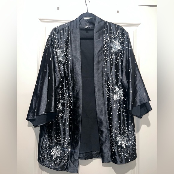 Topshop Black Star Embroidered Sequin Kimono - Picture 6 of 9